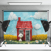 Painted House Cloud Dog Snoopy Cake Smash Backdrop